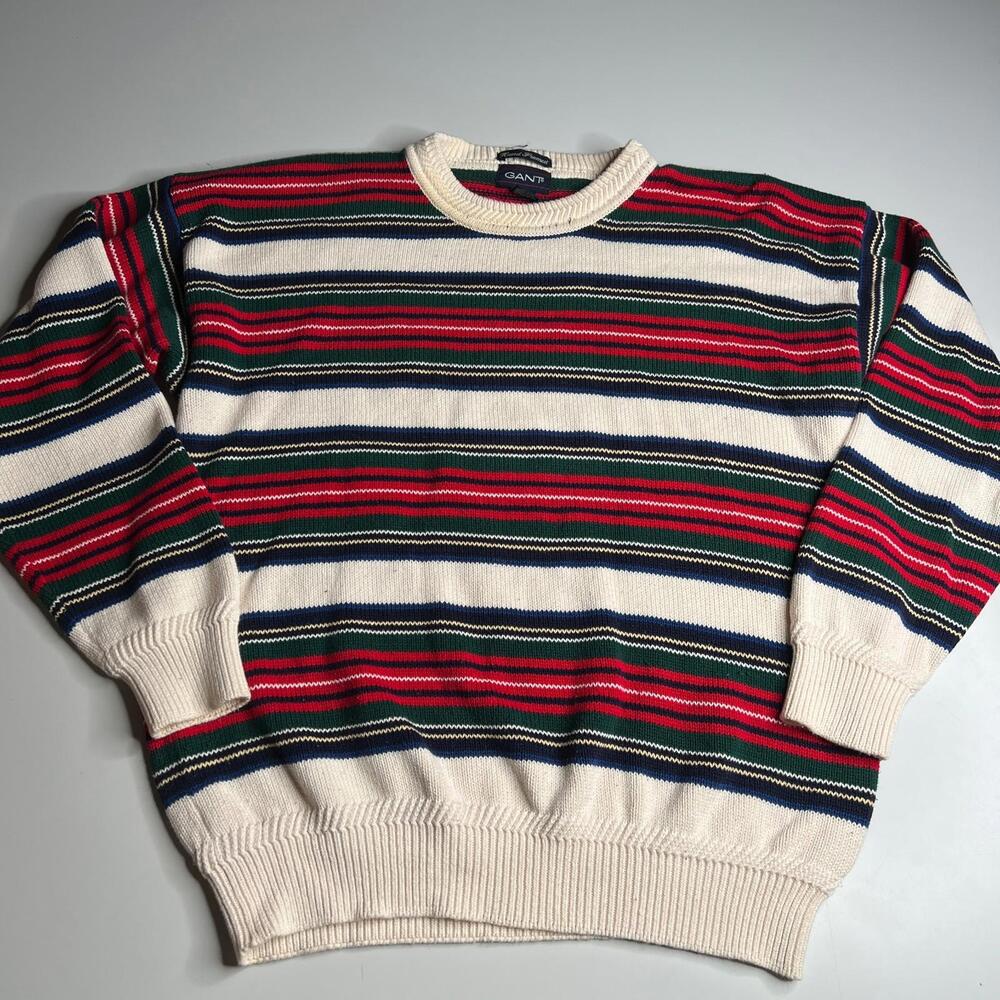 Vintage GANT Hand Framed Striped Cotton Sweater Men’s L Multicolor Crewneck